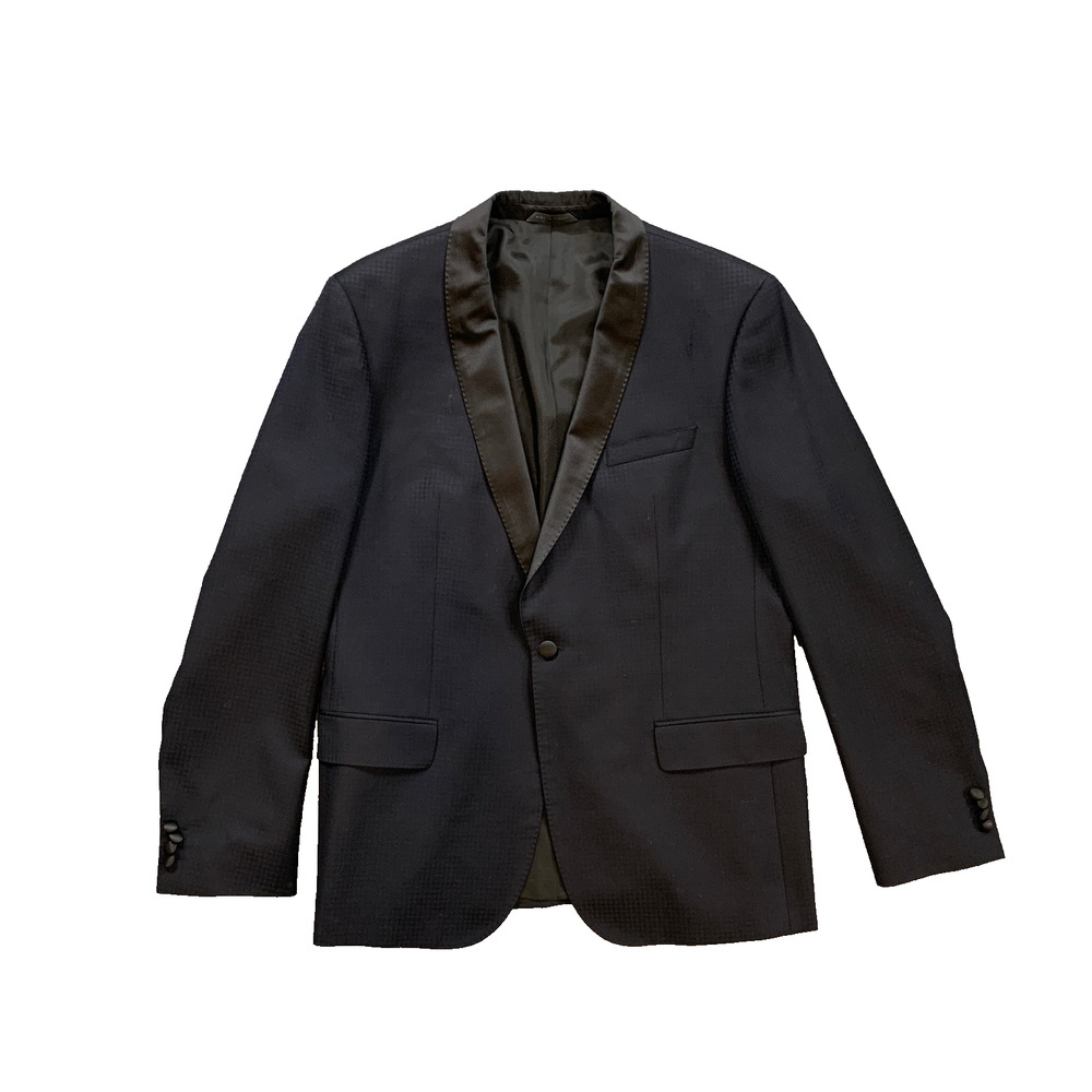 Hugo Boss Blazer Mens 44 Navy Shawl Satin Lapel 1-Button Formal Wedding Groom